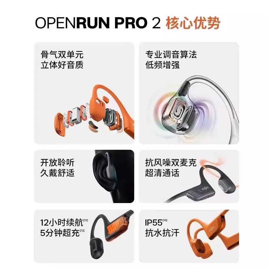 SHOKZ/韶音 S820OpenRun Pro 2 bone conduction Bluetooth sports headphones for running and cycling open style