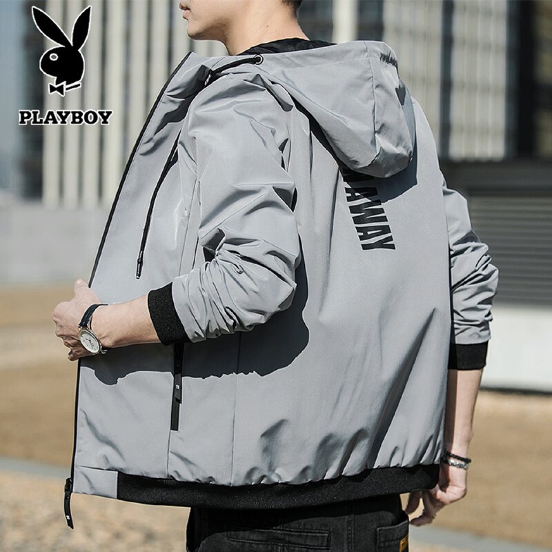 Playboy Hooded Fleece Jacket Men's Autumn and Winter New Casual Jacket Sports Outerwear Men's Baseball Uniform