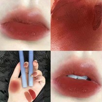 High value blue tube gradient marshmallow lip mud student lip glaze white lipstick matte fog milk curry nude makeup