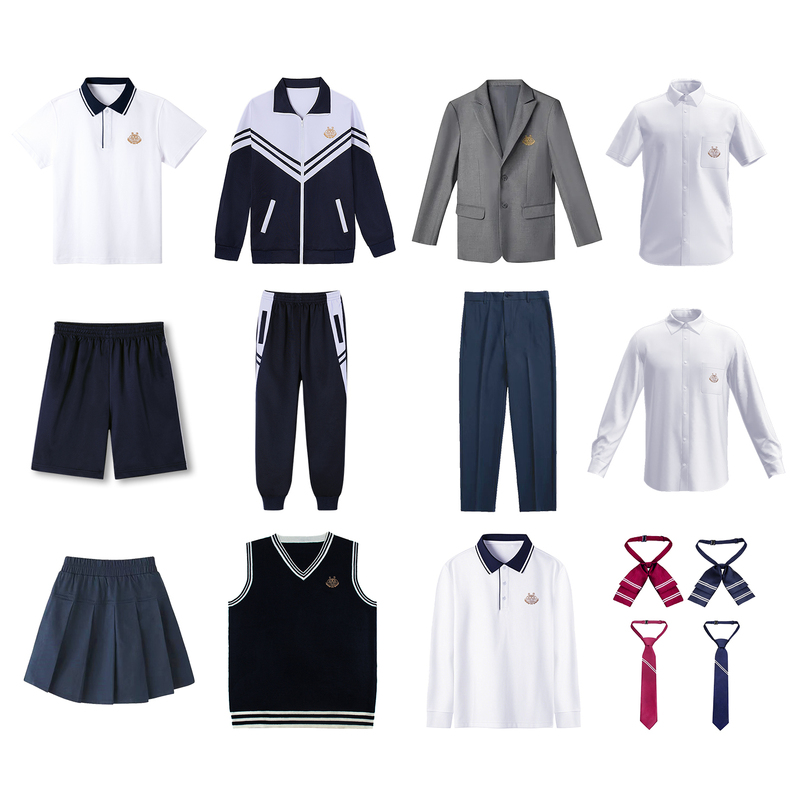 Donghua Junior High School Uniform Series, 15-Piece Set: T-Shirt, Shorts, Long Pants, Suit, Long and Short Sleeve Shirts, Sweater, Jacket