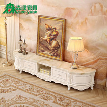 Eurostyle Marble Tea Table TV Cabinet Combination Oval TV Cabinet Brief small family Living room solid wood suit