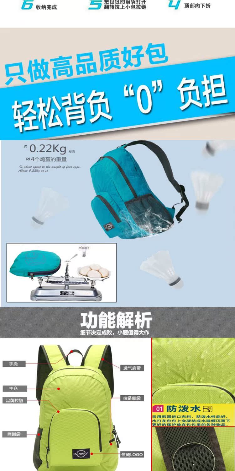 In-way Yingwei mô hình nổ túi unisex túi da ngoài trời túi da không thấm nước có thể được lưu trữ ba lô - Ba lô balo nam