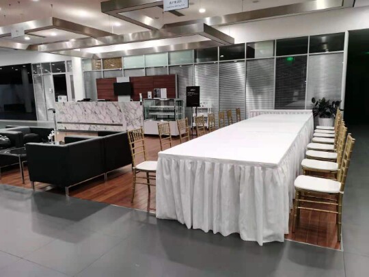 Shanghai Opening Annual Meeting Wedding Table Cloth Rental Plan - Golden Crystal White Bamboo Room Rental Lease