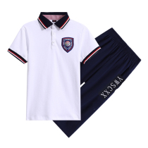 Long college uniform Short T British college style Yiwu commercial school high school uniform summer short-sleeved cropped pants suit