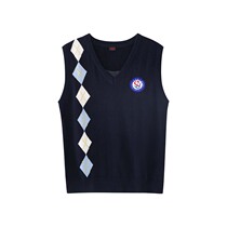 Long college uniform knitted vest Yiwu commercial school British College style custom primary and secondary school uniform V-neck vest