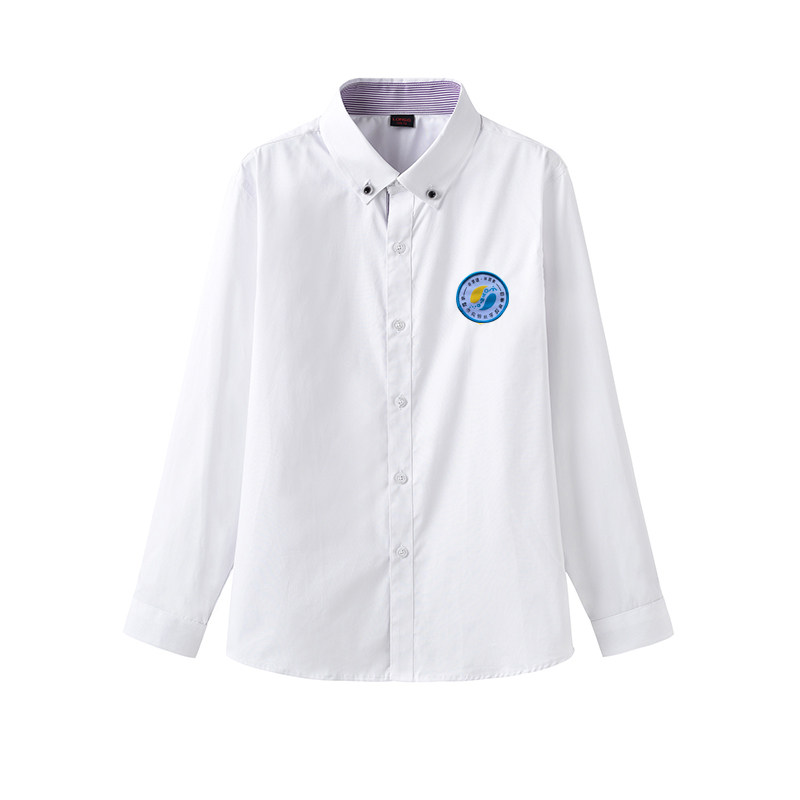 Lang High School and Experimental Primary School Inn Wind Custom Spring and Autumn Primary School Students Boy Long sleeves white shirt school uniform