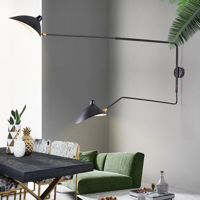 Nordic minimalist designer post-modern industrial style creative duckmouth swing long-rod bedhead restaurant living room wall lamp