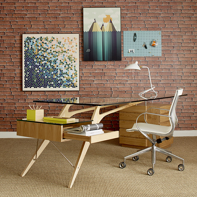 Minimalist Design Economy Hyundai Protractor Desk Gun Table Solid Wood Tempered Glass Desk Computer Desk
