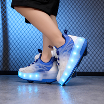 Two-wheeled heelys boys roller skates retractable girls flashing shoes childrens roller skates