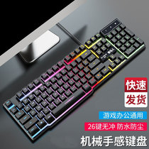 Wrangler mechanical feel keyboard desktop computer notebook games USB wired mouse bass machine set