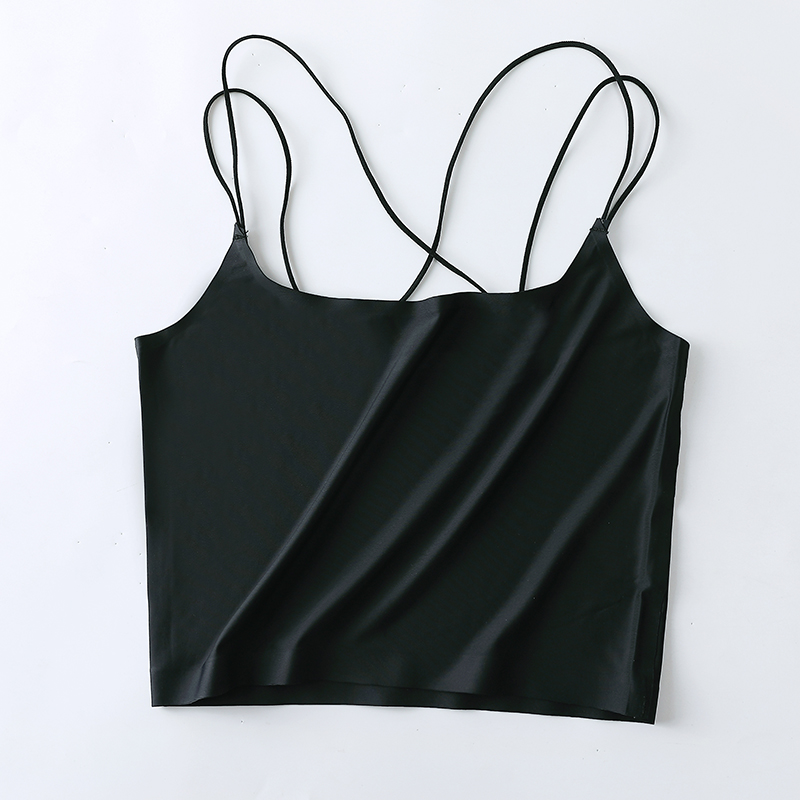 2 cross beauty back base suit with bandeau underwear suspender ice silk vest thin white anti-naked woman