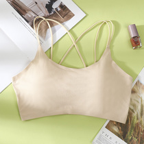 Pure cotton gathered girl beautiful back sling small vest bandeau underwear High school students bottoming anti-naked chest bra
