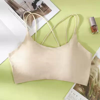 Pure cotton gathering girl beautiful back suspender small vest bra underwear high school students bottom anti-light wrap chest bra