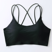  Ice silk incognito beauty back cross sling small vest with chest pad bottoming anti-naked chest bandeau underwear gather women