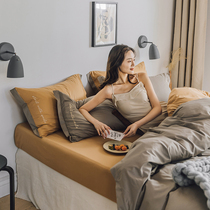 Embroidery Simple Double Spinning Cotton Four Piece Nordic Pure Cotton Plain Plain quilt cover Bed Hats Kit Bedding