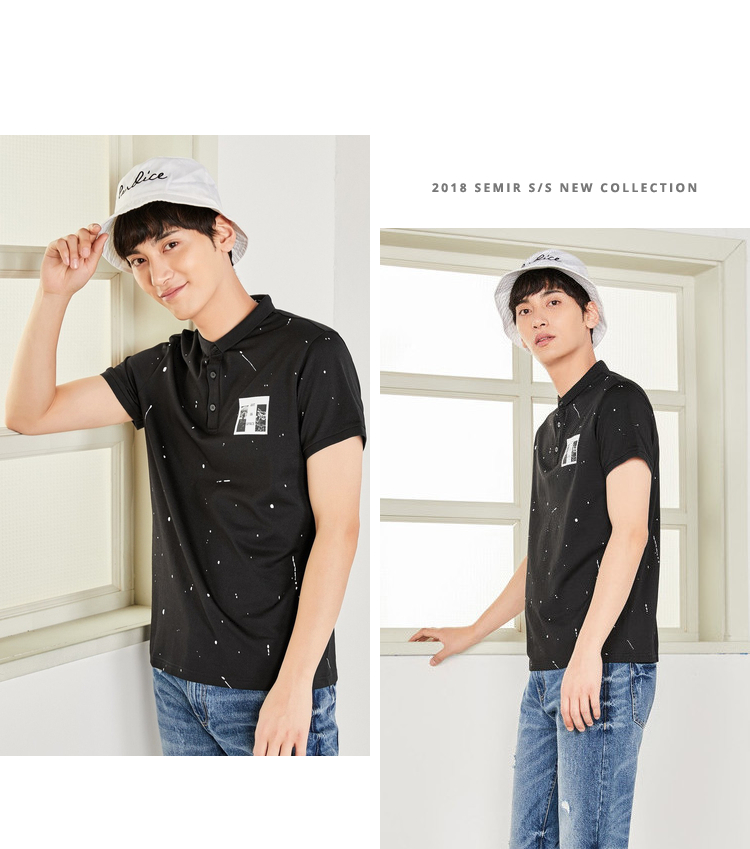 Senma polo áo sơ mi nam 2018 mùa hè mới ngắn tay t-shirt đen ve áo kinh doanh bình thường áo sơ mi nam giới Hàn Quốc