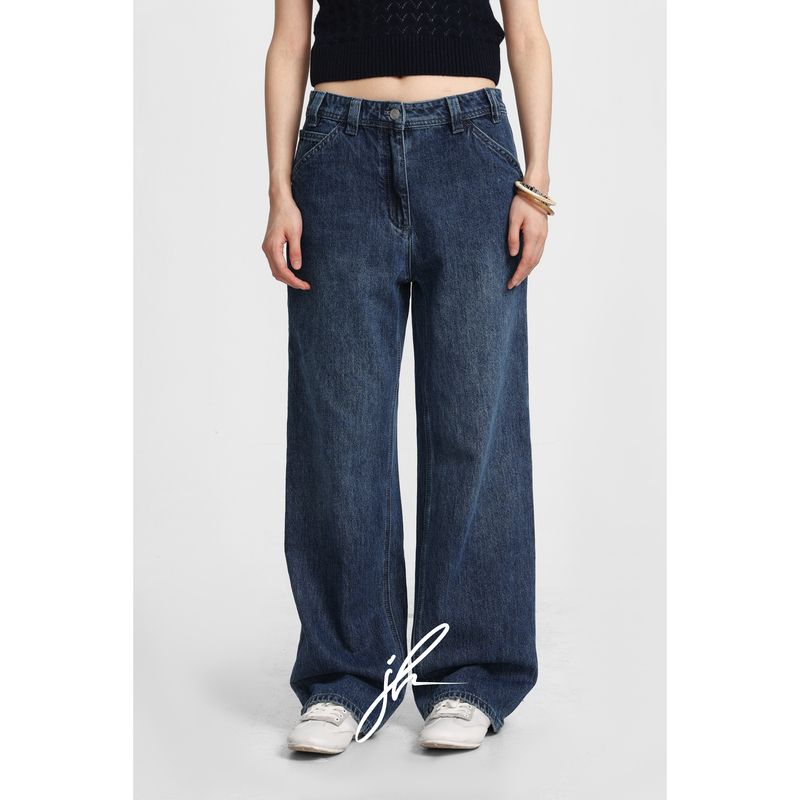 Jh『Xiangnai Denim』Straight-Leg Jeans for Women, 2026 Summer New Versatile High-Waisted Slimming Wide-Leg Pants