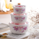 hộp cơm cắm điện unold Gốm tươi bát ba mảnh hộp ăn trưa lò vi sóng đặc biệt hộp cơm trưa tủ lạnh giữ kín bát có nắp bát ăn liền - Hộp cơm điện sưởi ấm hộp cơm điện giá bao nhiêu