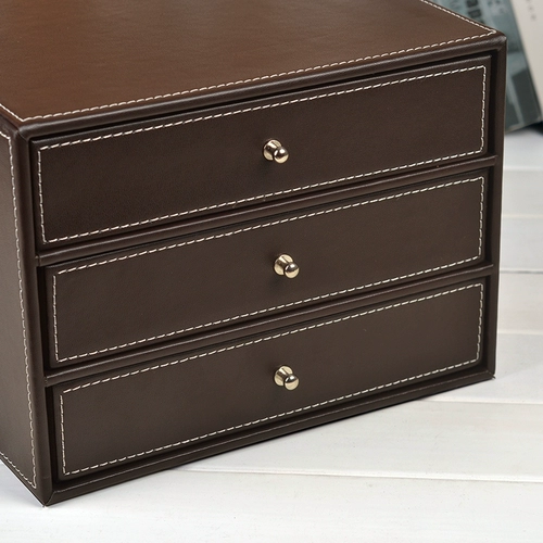 Симптомы на рабочем столе кожаного офисного рабочего стола, ящик для хранения ящика -в стиле данных, трехслойное хранилище TIDELL