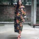 Sản phẩm mới cho mùa thu, kiểu dài tay, vải hoa lớn đông bắc retro, áo choàng nữ văn học bằng vải cotton và lanh, váy, váy dài - Váy dài