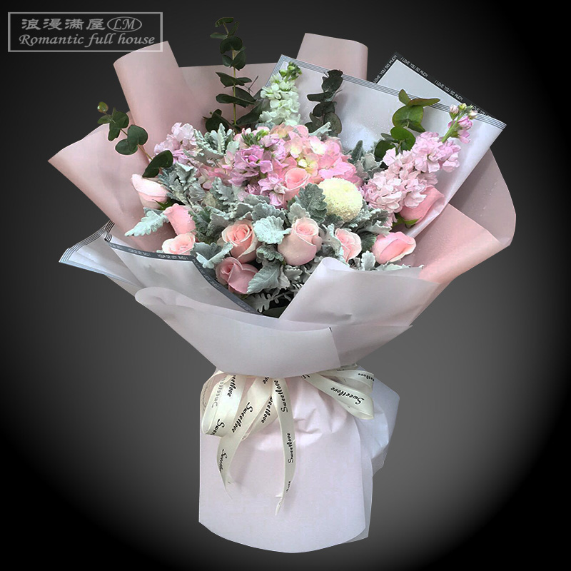 Hangzhou Flower Express same-city rose hydrangea gypsophila mix and match bouquet birthday proposal flower shop Qixi Festival flowers