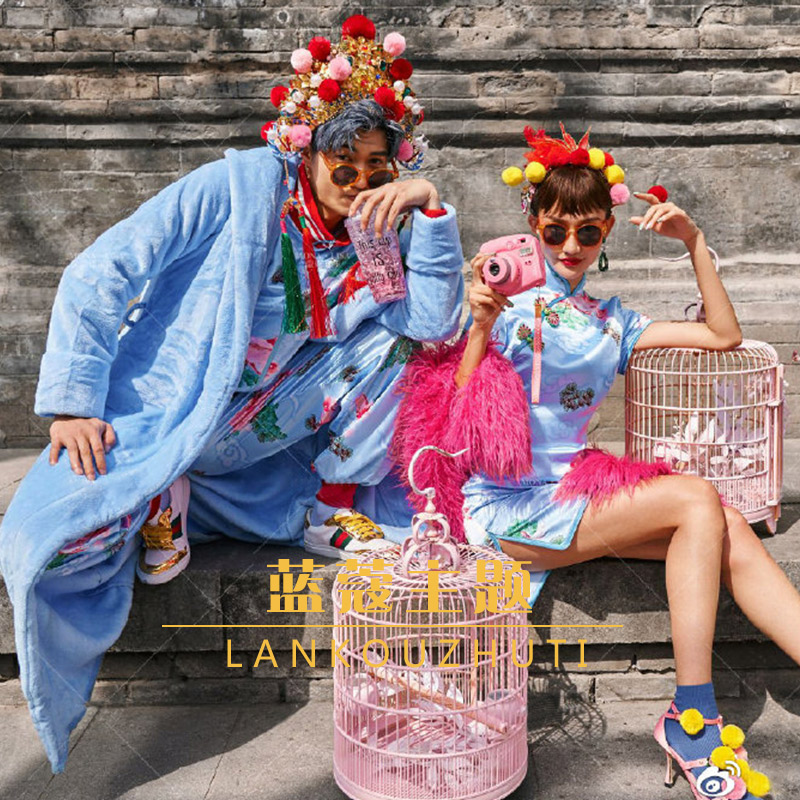 Photo Gallery Exhibition New Chinese Style Mix and Match Fashion Tide Brand Douyin Hip Hop National Tide Couple Theme Photography Clothing