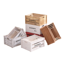 Storage box Solid wood finishing box Debris finishing wooden board box Supermarket shelves placed wedding decoration flower box