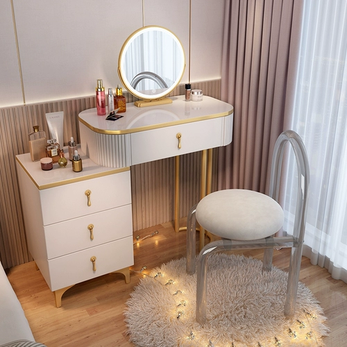 Современный и минималистичный туалетный столик из натурального дерева для спальни, система хранения, изысканный стиль