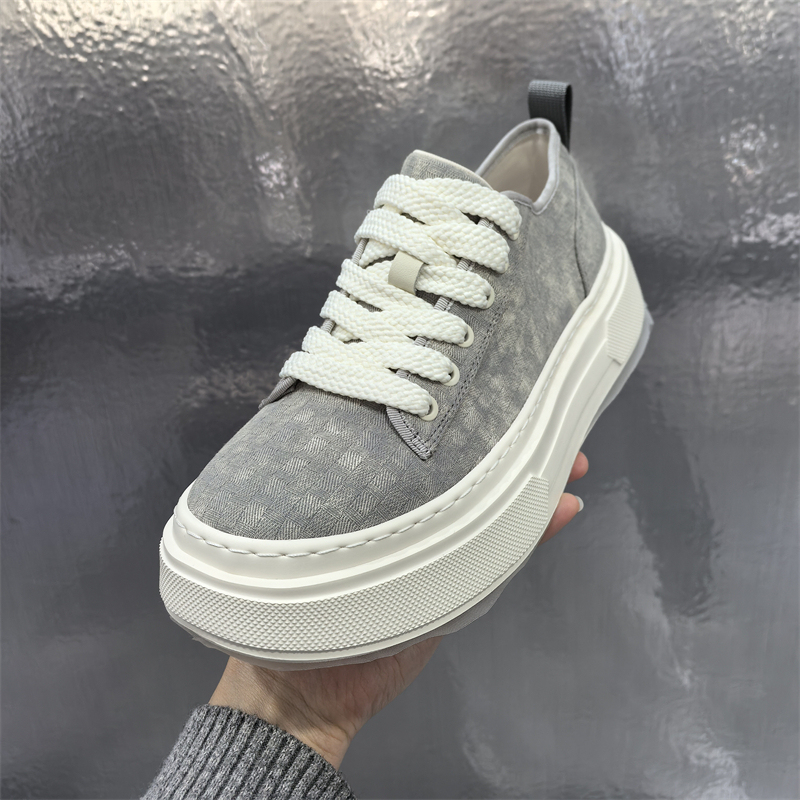 First-Layer Cowhide Summer Casual Sports Shoes, Height-Increasing, Breathable, Lightweight, Thick-Soled, Versatile, Japanese-Style Retro Tie-Dye Men's Shoes