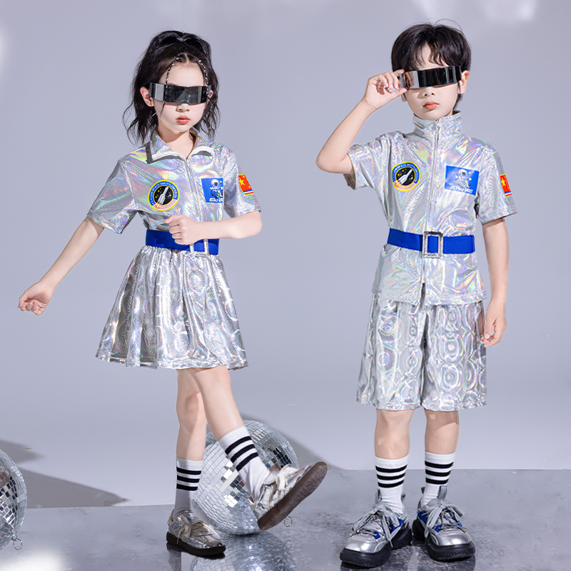 Technological Clothing, Children's Performance Costumes, Ai Technology Dream Dance Costumes, Robot Sequin Eco-Friendly Fashion Show Costumes, Trendy
