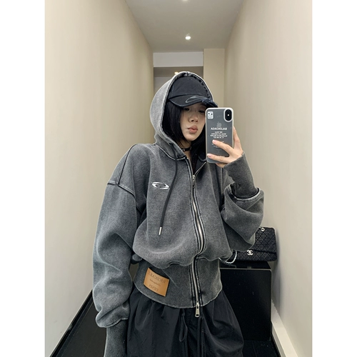 Весенняя короткая тонкая толстовка с капюшоном, куртка, корсет, свободный крой