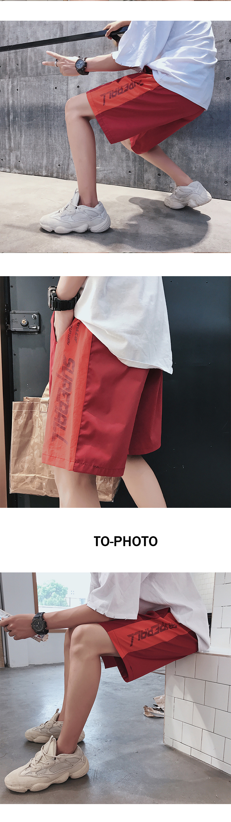 Chất thải gỗ đến một lần nữa chic cổng gió Harajuku xu hướng hoang dã lỏng lẻo năm quần quần màu in thư quần short nữ quần đùi cạp cao