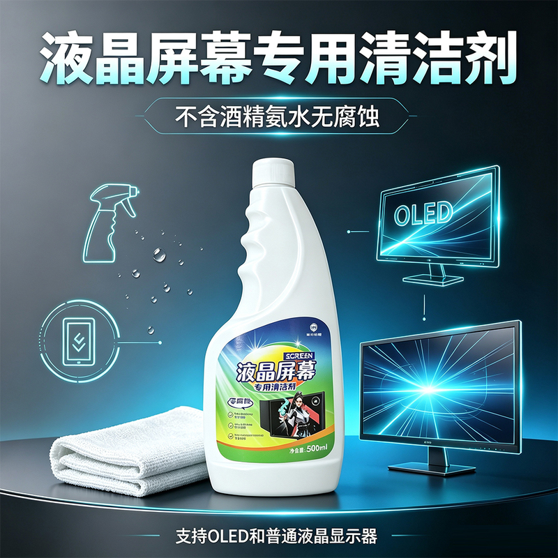 Special Cleaning Agent for Lcd Screens and Monitors, Suitable for Internet Cafes and Hotels, Neutral and Non-Corrosive, Large Bottle, Supports Oled