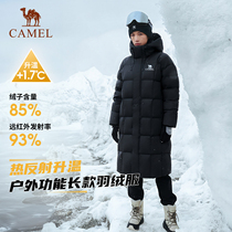 (3A Antibacterial) Camel Outdoor Down Jacket 2024 Winter New Mens and Womens Waterproof and Windproof Long Bread Jacket