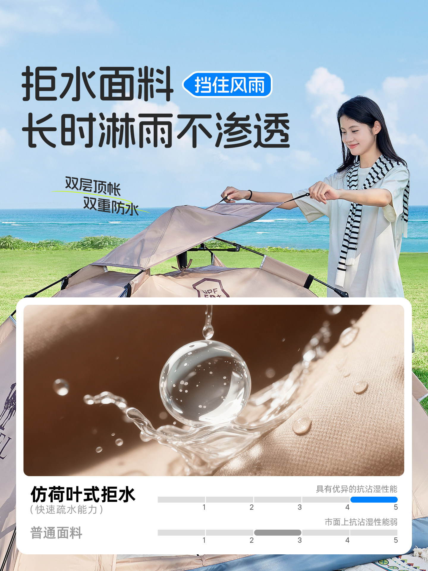 Camel Outdoor Tent Portable Folding Automatic Silver-Coated Sunscreen Park Picnic Camping Overnight Camping Gear