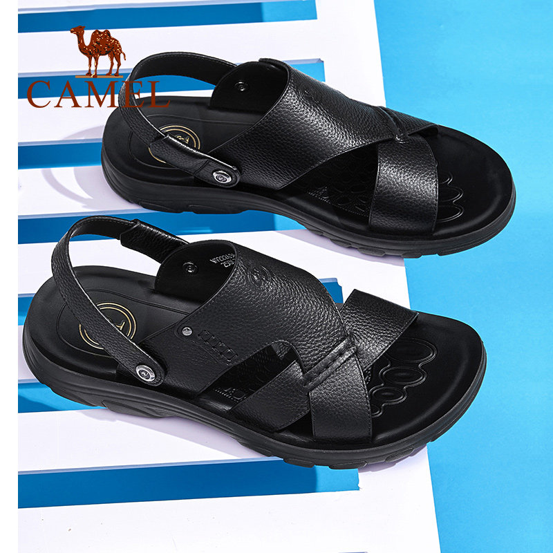 Camel men's shoes summer leather sandals men's outerwear sandals and slippers middle-aged dad sandals casual business beach shoes