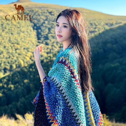 Этнический плащ, накидка, осенний демисезонный многоцветный удерживающий тепло модный шарф