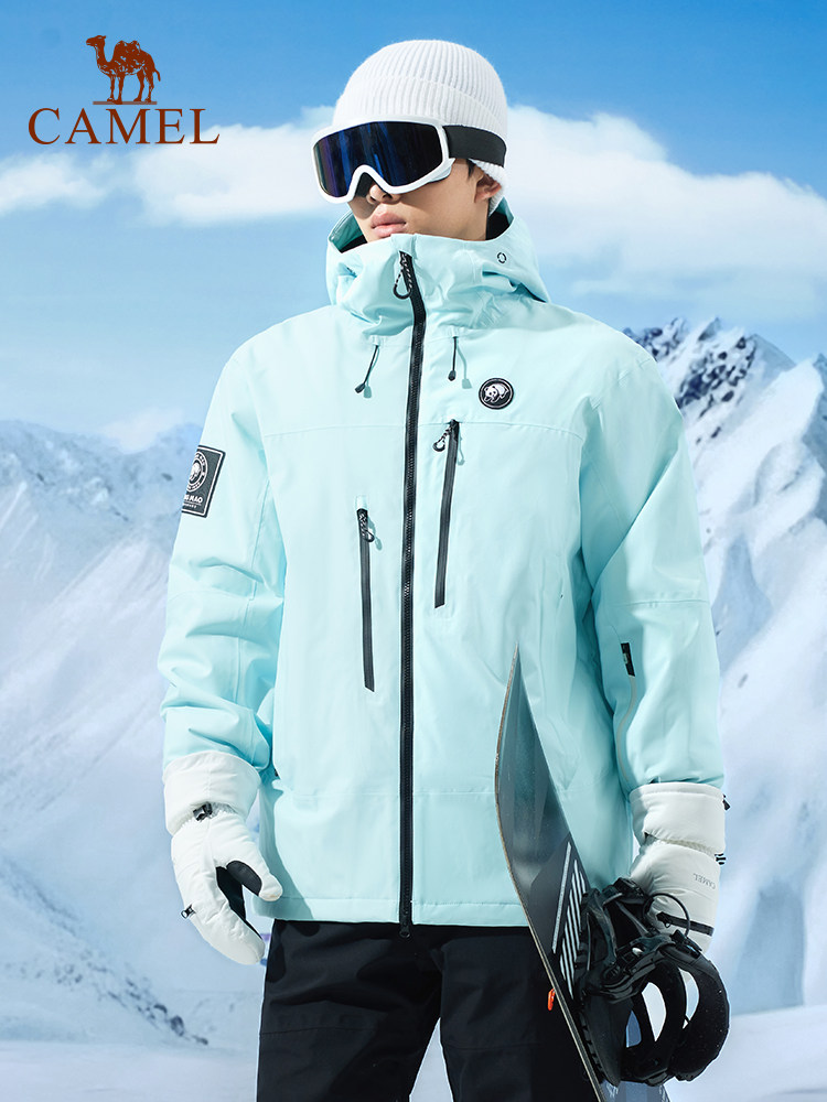 Zhang Yuxi's Same Style Camel Outdoor Snowboarding Jacket for Women, 2025 Winter Windproof, Waterproof, Warm Casual Jacket for Men
