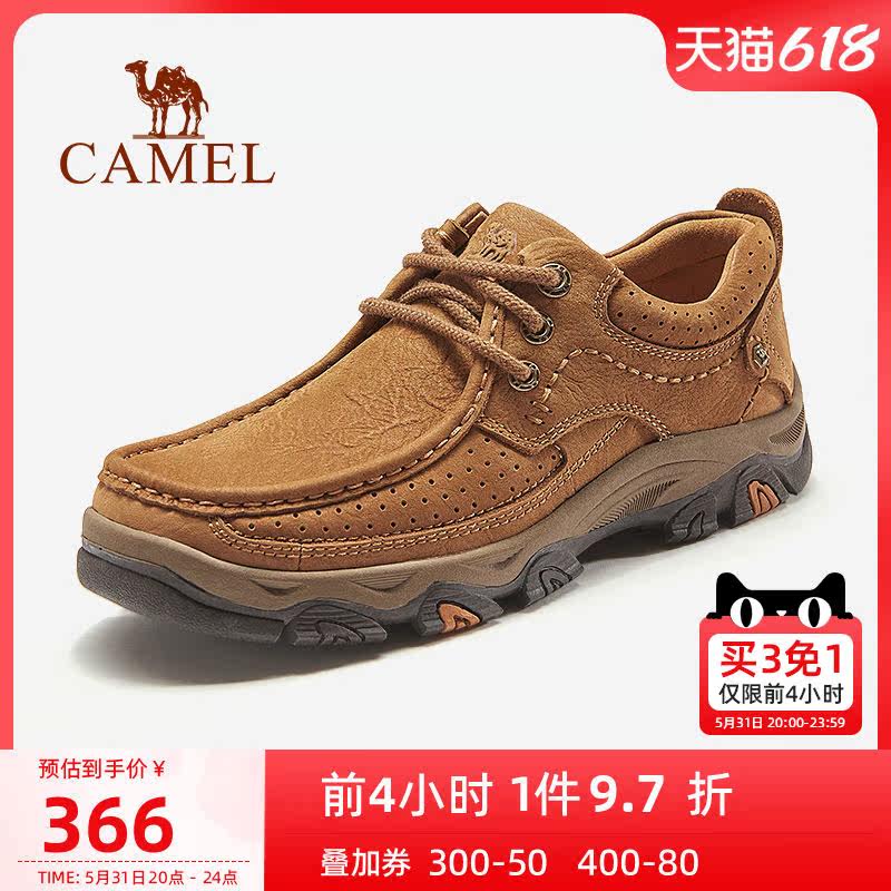 Camel Outdoor Shoes Men 2022 Summer new lacing genuine leather casual leather shoes Men's head Shoe leather tooling shoes