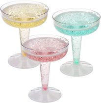 Party Disposable Champagne Cup Hard Plastic High foot cup Champagne glass Champagne Glass can stack up to 288