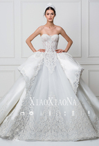 Wedding Dress Gown 2021 New Long Trailing Smear Princess Dream Sweet satin Extravagant Sexy Open-back Bride