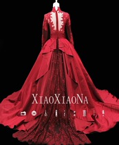 Wedding dresses 2021 springtime brides new line of shoulders red princess dream sweet and beautiful with sleeves two to wear