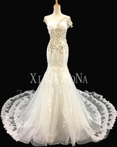 2021 New Wedding Dresses Dress Sexy Open-back Retro Reworked With Slim Wrap Hip Fish Tail Extravagant and Trailing Wedding Dresses