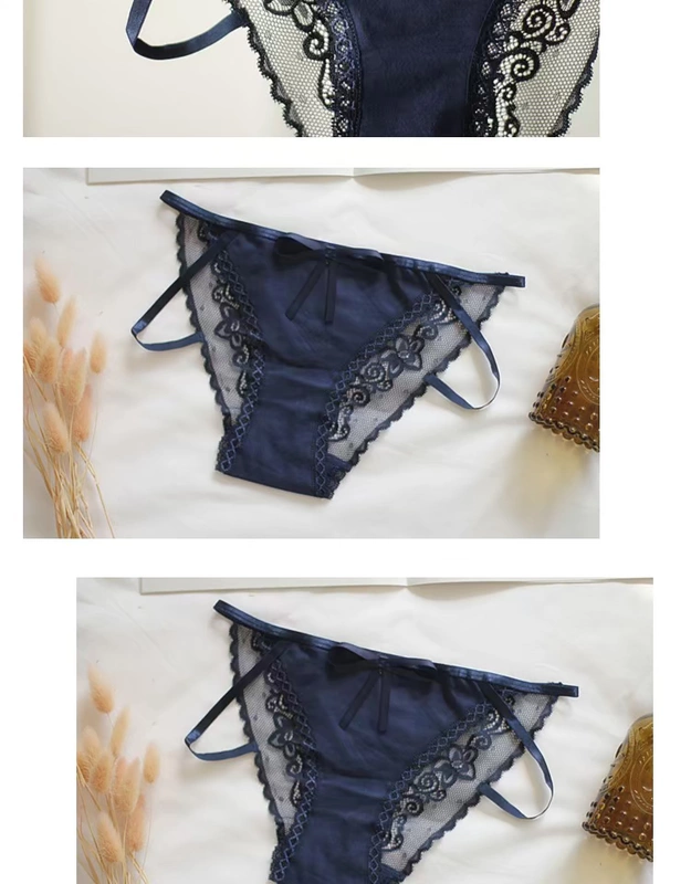 Đồ lót nữ Âu Mỹ, quần sịp cạp trễ, ren sexy, nơ trong suốt liền mảnh, siêu mỏng hot girl - Giống cái