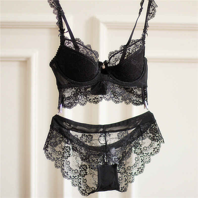 欧美特价聚拢调整型文胸女士蕾丝内衣套装少女性感收副乳大码小胸