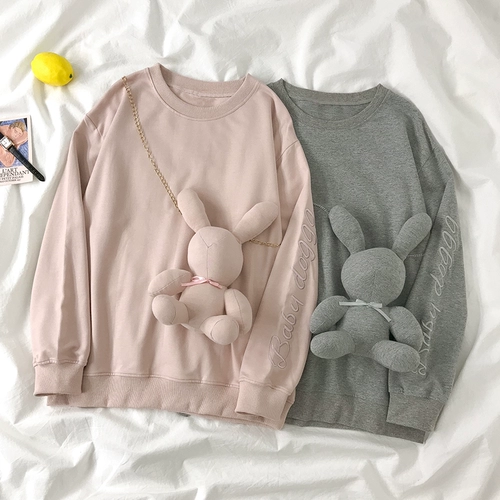 Длинный лонгслив, термобелье, в корейском стиле, 2020, с вышивкой, свободный крой, средней длины