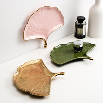 Xiaoxijia Nordic light luxury ginkgo biloba ceramic jewelry plate aromatherapy Tray storage plate dessert plate decoration plate