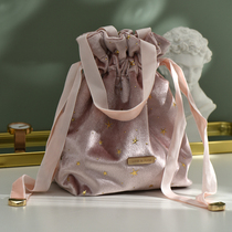 Xiaoxijia light luxury ins Wind gilded velvet star corset pocket drawstring storage bag portable cosmetic bag storage bag