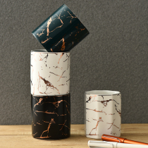 Xiaoxijia Nordic light luxury gold thread marble ceramic pen holder makeup brush tube toothbrush cup storage Cup flower Ware