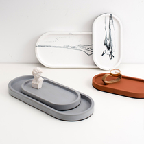 Xiaoxijia Nordic Industrial Wind Cement Oval Pallet Aroma Trays Jewelry Plate Desktop Tender Decoration Ornaments